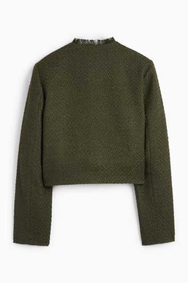 Women - Cropped bouclé blazer - regular fit - dark green