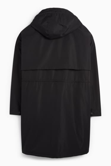 Donna - Parka antipioggia con cappuccio - imbottito - impermeabile - nero