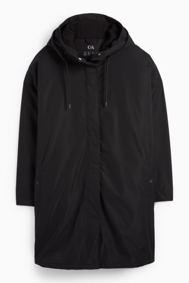 Donna - Parka antipioggia con cappuccio - imbottito - impermeabile - nero