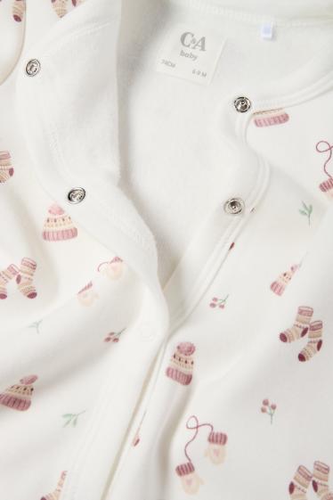 Baby Girls - Hat and gloves - baby sleepsuit - white