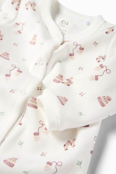 Baby Girls - Hat and gloves - baby sleepsuit - white