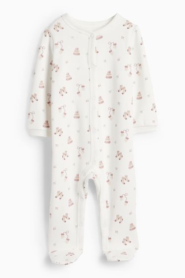 Baby Girls - Hat and gloves - baby sleepsuit - white