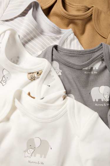 Unisex - Multipack of 5 - wild animals - baby bodysuit - gray