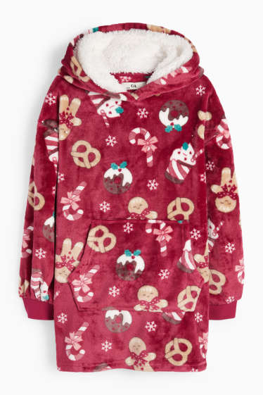 Enfants filles - Pain d'épices - couverture à capuche de Noël - rose foncé