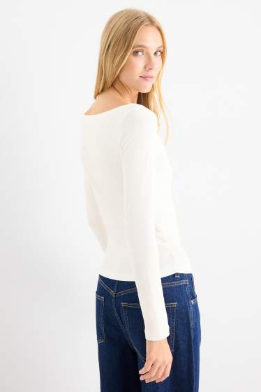 Damen - Langarmshirt - Slim Fit - weiss