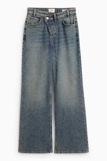 Damen - Wide Leg Jeans - Mid Waist - helljeansblau