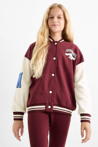 Copii - Fete - Cinnamoroll - jachetă tip college - bordo