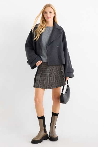 Women - Skort - check - dark gray