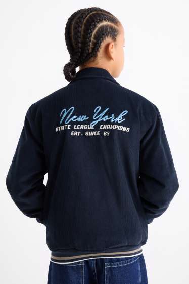 Children Boys - New York - corduroy jacket - lined - dark blue