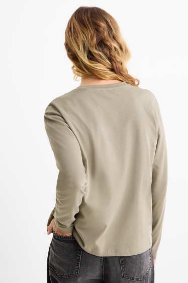 Dames - Longsleeve - gebloemd - groen