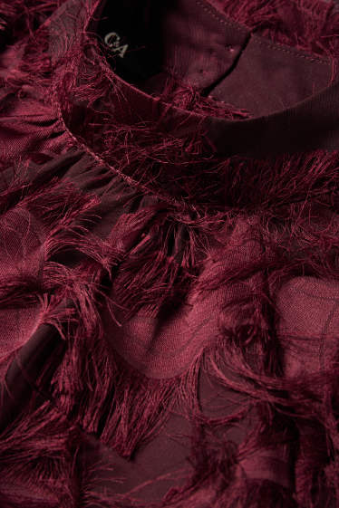 Women - Fringed blouse - bordeaux