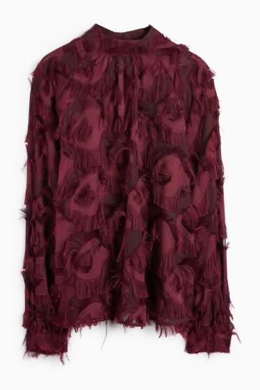 Women - Fringed blouse - bordeaux