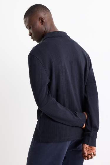 Herren - Poloshirt - Relaxed Fit - strukturiert - dunkelblau
