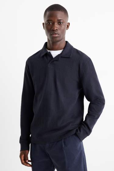 Herren - Poloshirt - Relaxed Fit - strukturiert - dunkelblau