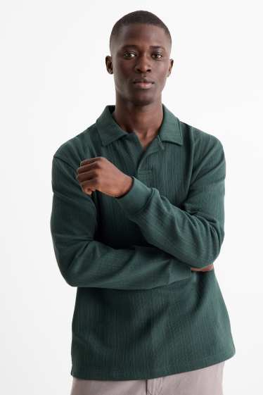 Herren - Poloshirt - Relaxed Fit - strukturiert - dunkelgrün