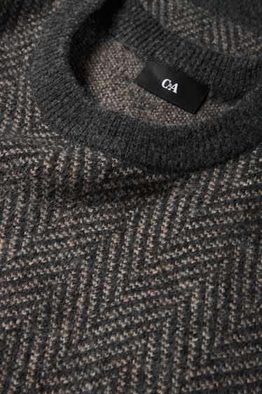 Men - Jumper - patterned - dark gray
