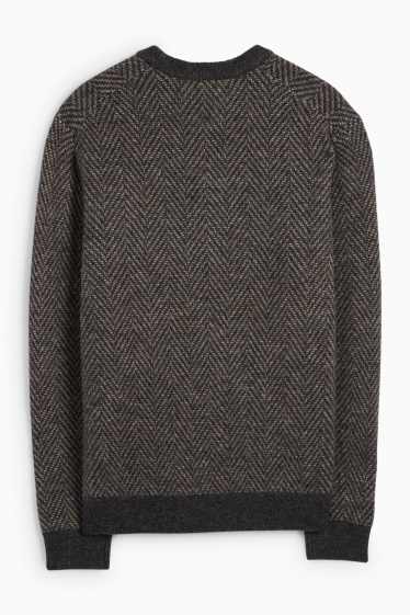 Men - Jumper - patterned - dark gray