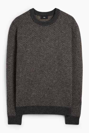 Men - Jumper - patterned - dark gray