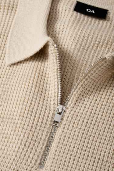 Men - Jumper - textured - beige