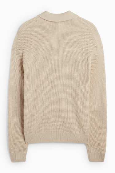Men - Jumper - textured - beige
