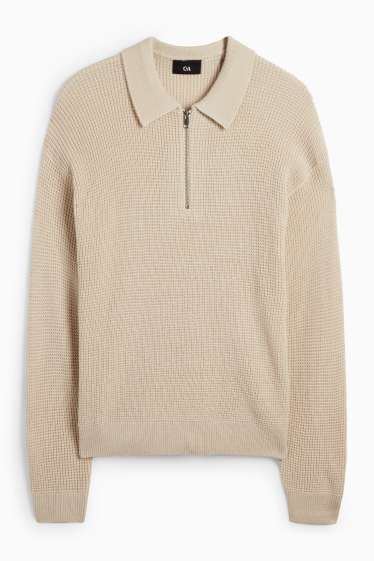 Men - Jumper - textured - beige