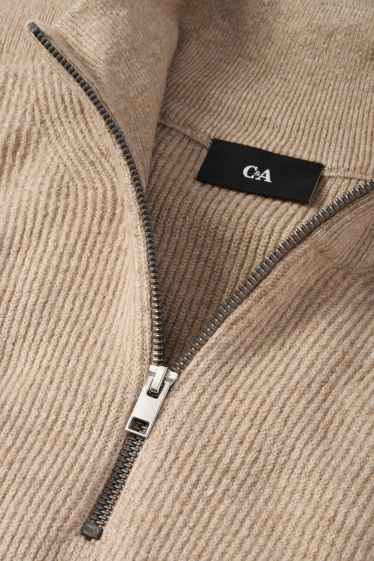 Men - Jumper - ribbed - beige
