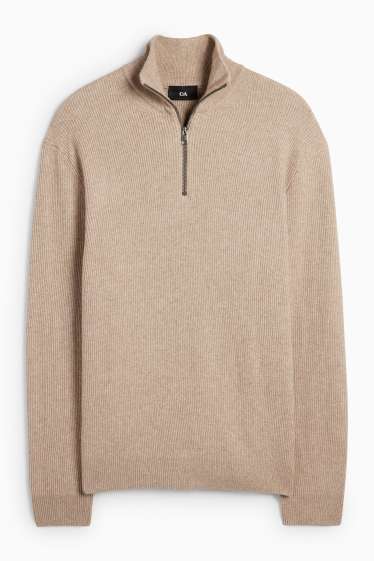 Men - Jumper - ribbed - beige