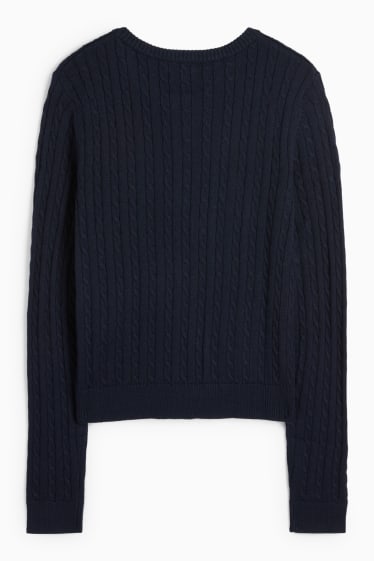 Femei - Cardigan tricotat - cu torsade - albastru închis