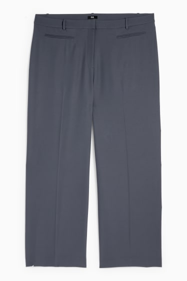 Damen - Stoffhose - High Waist - Wide Leg - blau