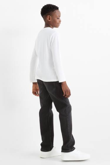 Dzieci chłopcy - Straight jeans - ciepłe dżinsy - jog denim - dżins-szary