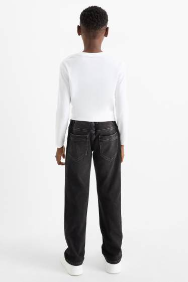 Dzieci chłopcy - Straight jeans - ciepłe dżinsy - jog denim - dżins-szary