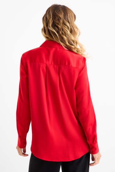Women - Satin blouse - red