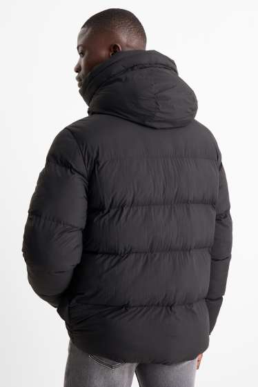 Herren - Steppjacke mit Kapuze - schwarz