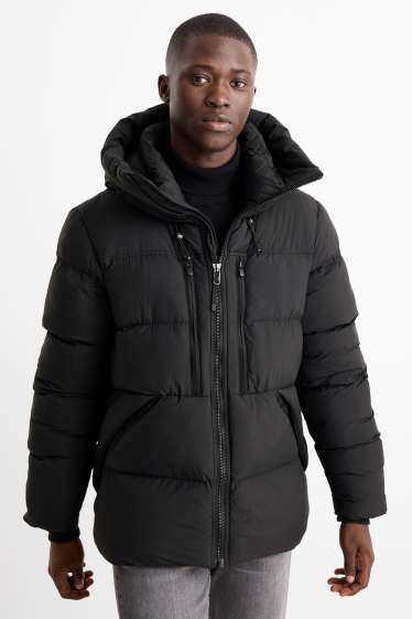 Herren - Steppjacke mit Kapuze - schwarz