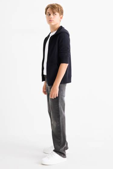 Dzieci chłopcy - Straight jeans - ciepłe dżinsy - jog denim - dżins-szary