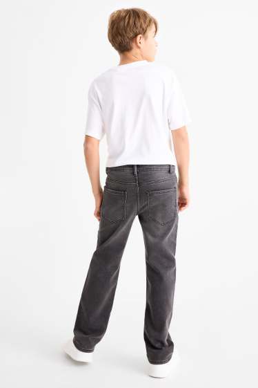 Dzieci chłopcy - Straight jeans - ciepłe dżinsy - jog denim - dżins-szary