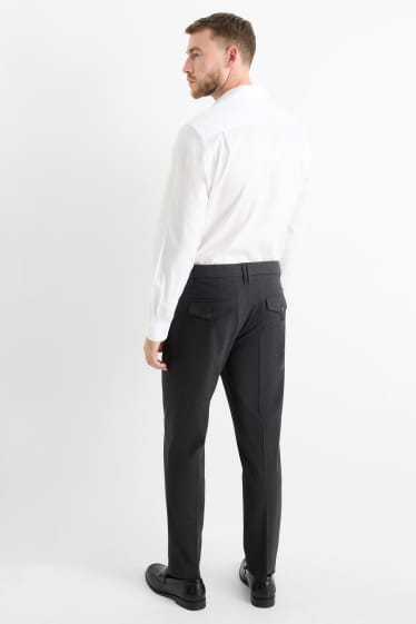 Uomo - Pantaloni di flanella - tapered fit - blu scuro