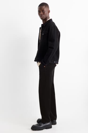 Bărbați - Chino din catifea reiată - regular fit - negru