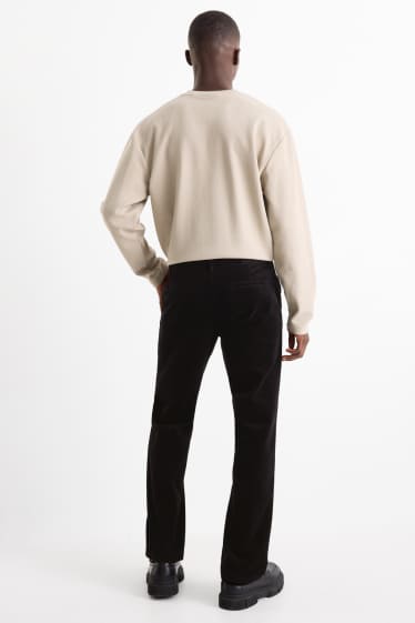Bărbați - Chino din catifea reiată - regular fit - negru