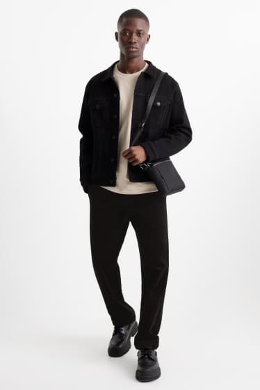 Bărbați - Chino din catifea reiată - regular fit - negru