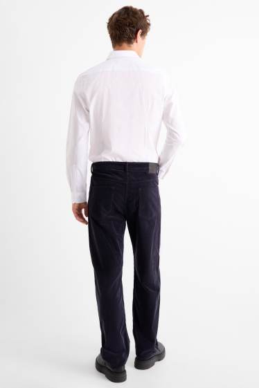 Hommes - Pantalon en velours - relaxed fit - bleu foncé