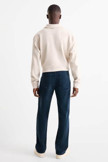 Hommes - Pantalon en velours côtelé - regular fit - bleu foncé
