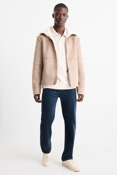 Hommes - Pantalon en velours côtelé - regular fit - bleu foncé