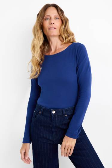Femmes - Haut à manches longues - regular fit - bleu foncé