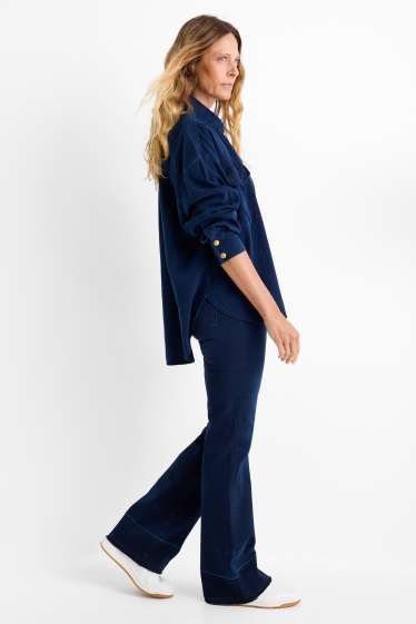 Women - Flared jeans - mid-rise waist - denim-dark blue