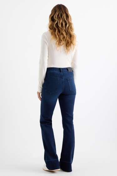 Women - Flared jeans - mid-rise waist - denim-dark blue