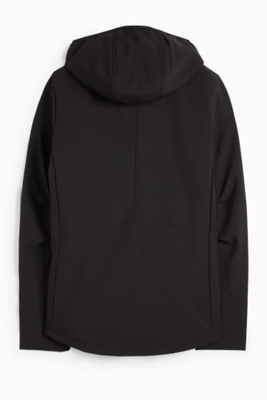 Dames - Softshelljas met capuchon - waterafstotend - 4 Way Stretch - zwart