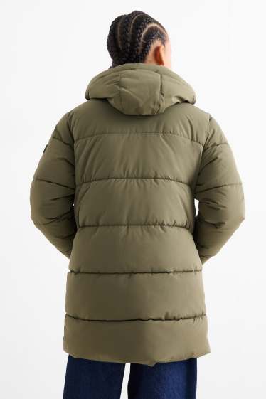 Children Boys - Quilted jacket with hood - water-repellent - khaki
