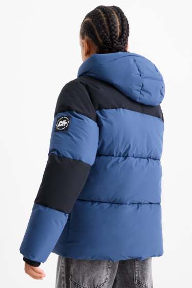 Children Boys - Quilted jacket with hood - dark blue