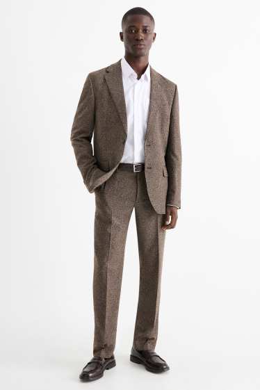 Heren - Broek uit het combi-systeem - regular fit - stretch - met structuur - bruin